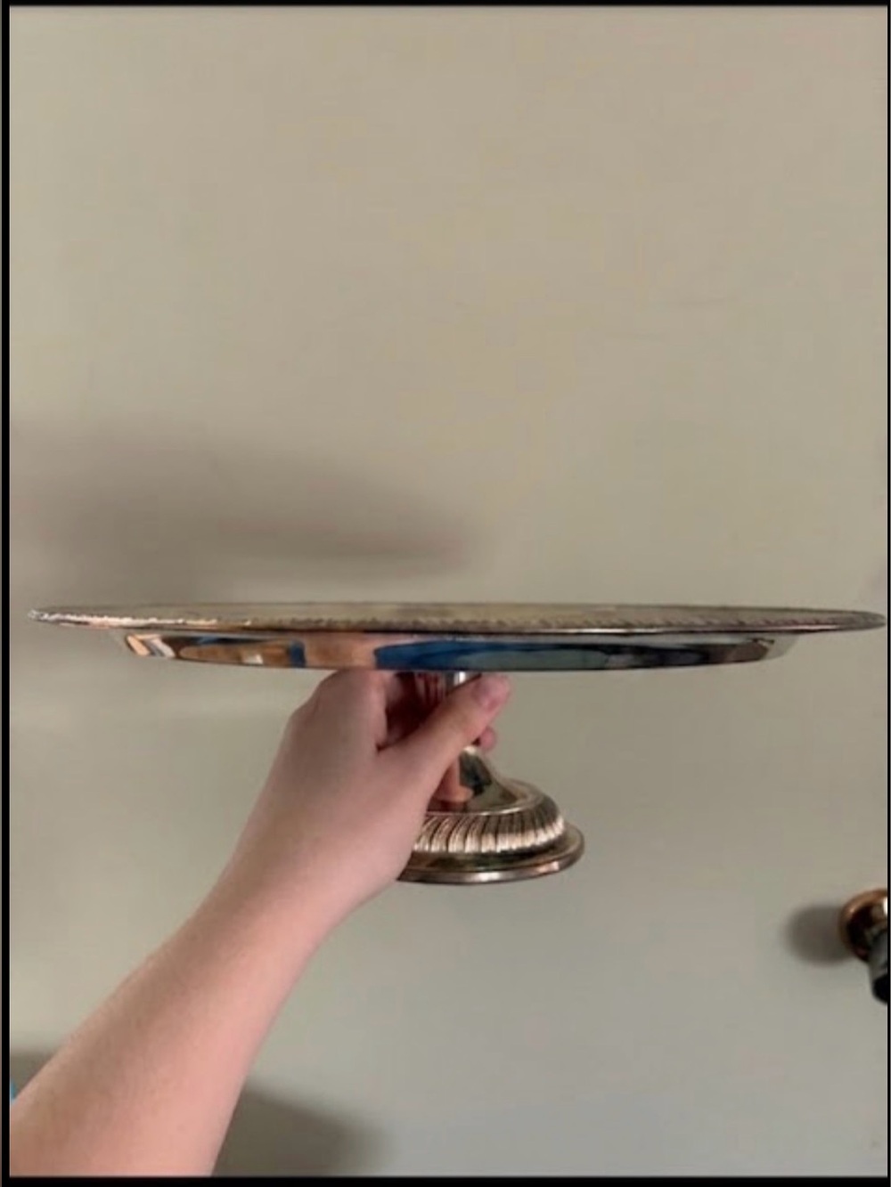 Classic Round Silver Plated Serving Tray - Velvet Bottom